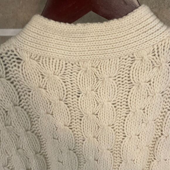 Lambswool Cyn Les sweater vest Cableknit cream aran preppy vintage fisherman - Picture 5 of 9